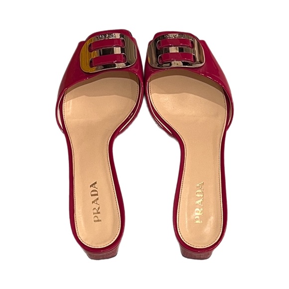 PRADA Sz 10/40 Fuchsia Open-Toe Short Chunky Heel Sandal - RESORT WEAR - Picture 4 of 9